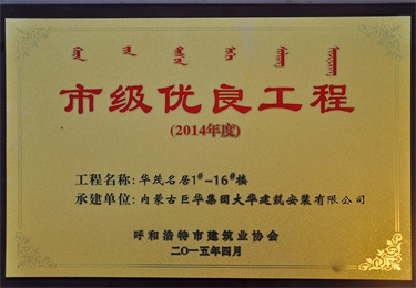 市級(jí)優(yōu)良工程