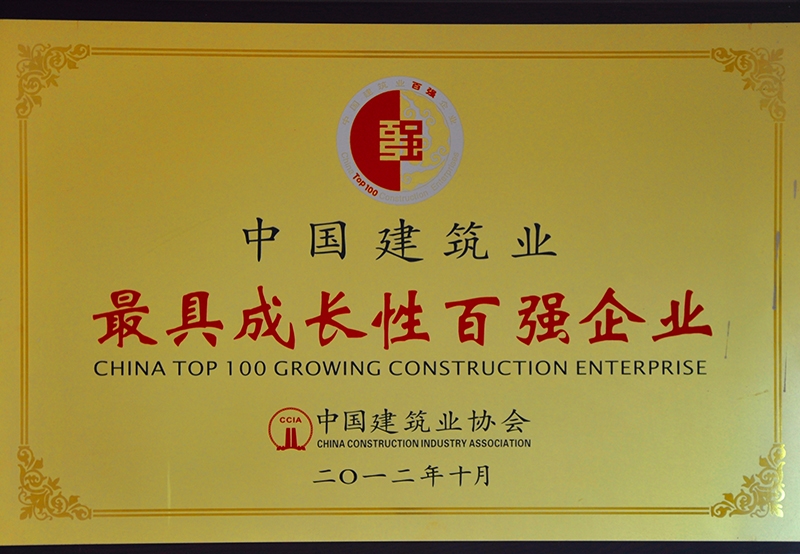 中國(guó)建筑業(yè)最具成長(zhǎng)性百?gòu)?qiáng)企業(yè)